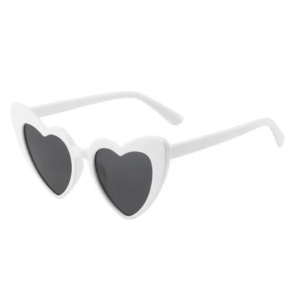 Retro hjerteformede solbriller kvinder overdimensioneret UV400 White