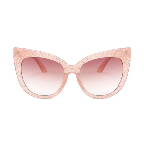 Store lyserøde cateye solbriller UV400 glitter