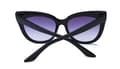 Miniatyrbilde 3 av 3: Store sorte cateye solbriller UV400 lilla glass