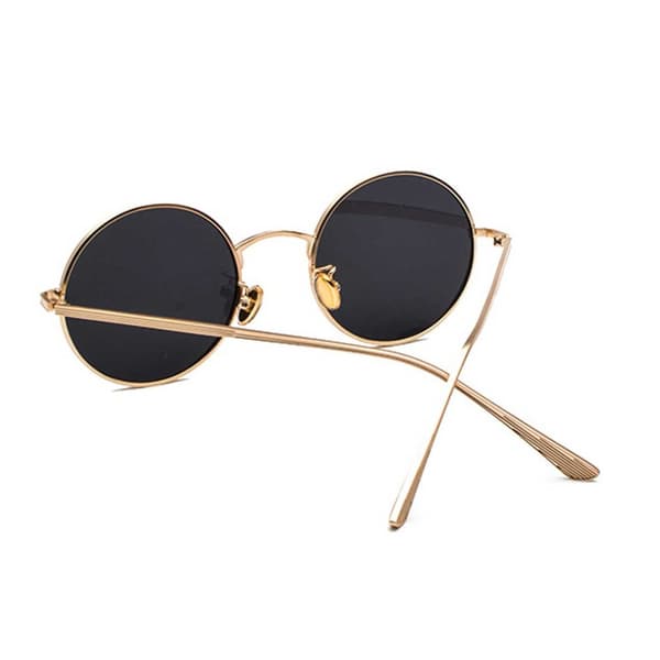 Runde solbriller Metal Gold Dark Glass