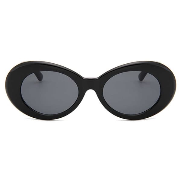 Svarta Stora Runda Retro Solglasögon Svart Glas