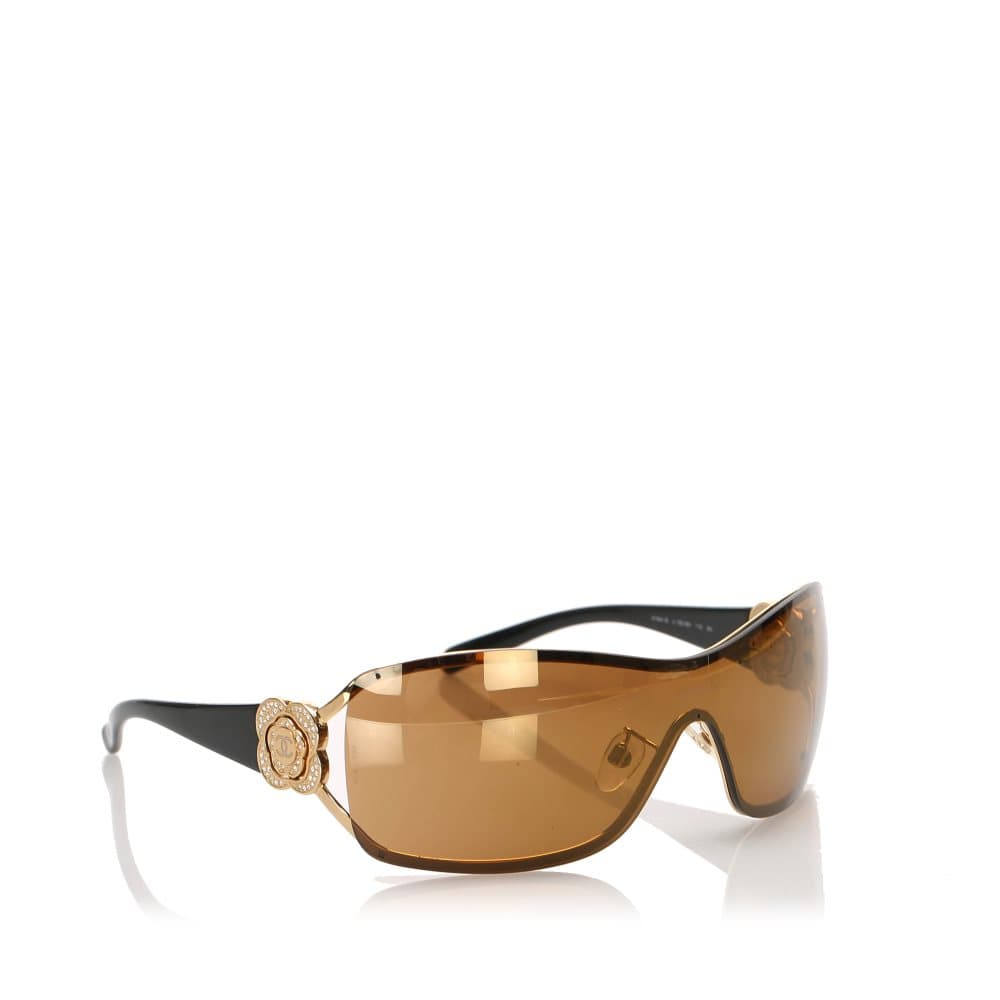 Chanel Camellia Round Tinted Sunglasses Brown