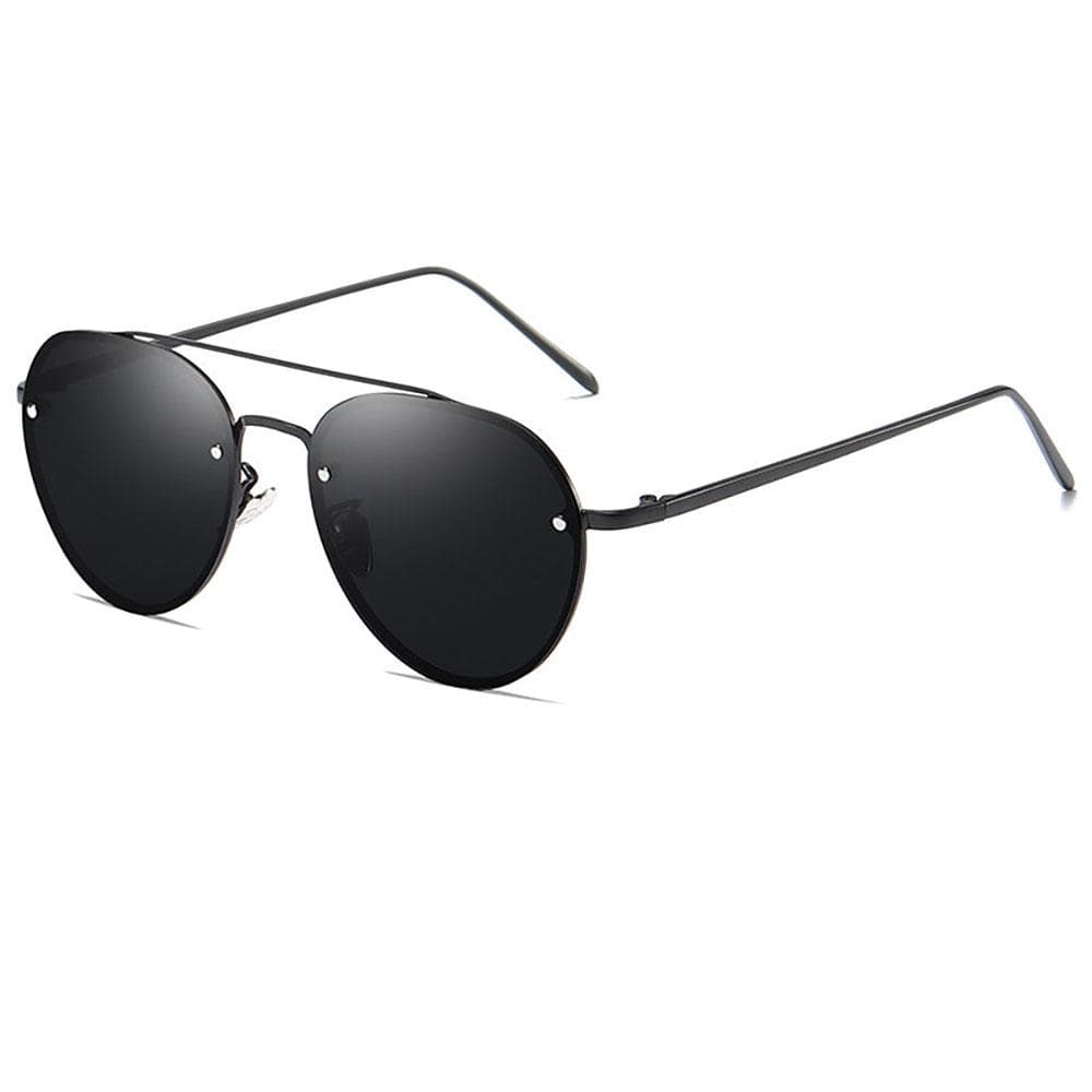 Polariserade Ovala glasögon | Retro | Rimless | Svart ram /
