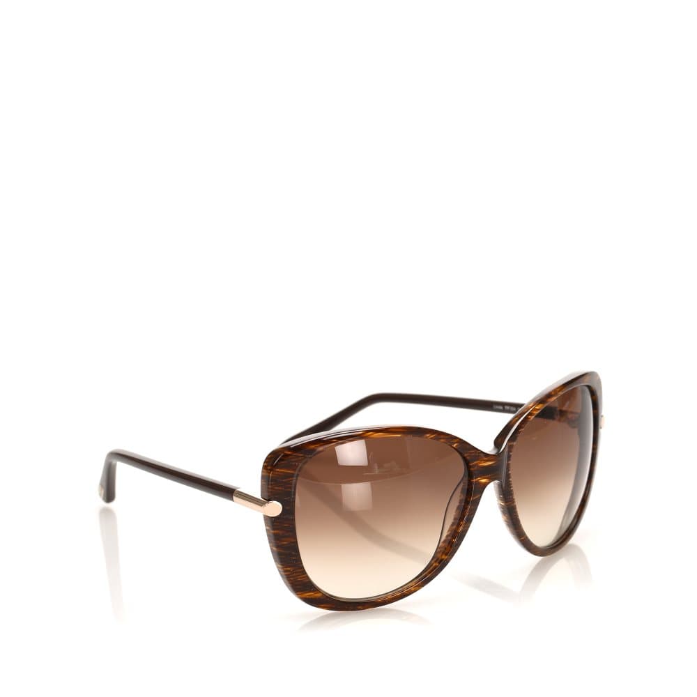 Pre-owned Tom Ford Round Tinted Sunglasses Gold