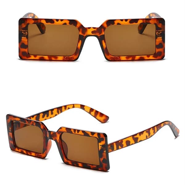 Solbriller kvinder rektangulære trendy 2025 sommer retro  leopard