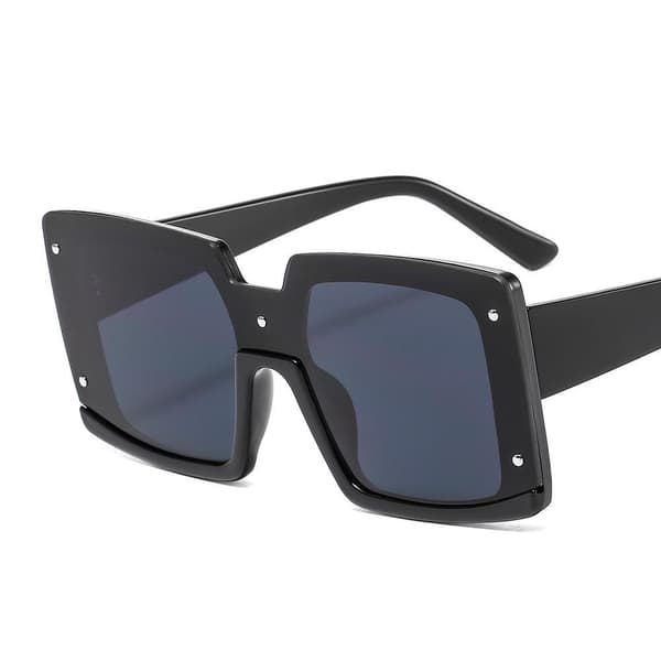 Store firkantede solbriller med bredt skall svart brun Black