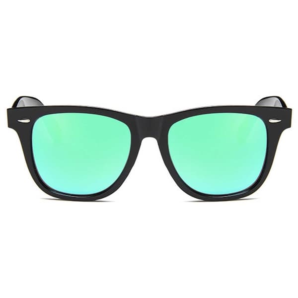 Black Wayfarer solbriller grønt speilglass + senil ledning