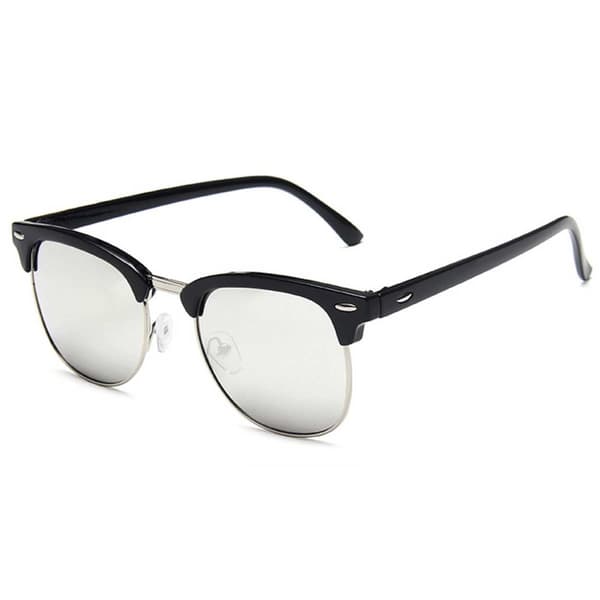 Black Clubmaster solbriller Silver Mirror Glass + Senile ledning