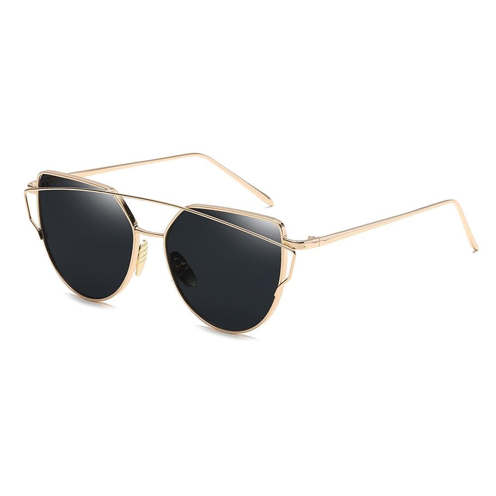 Elegant Cat Eye solglasögon | Fashionabla | Guldram / Grå
