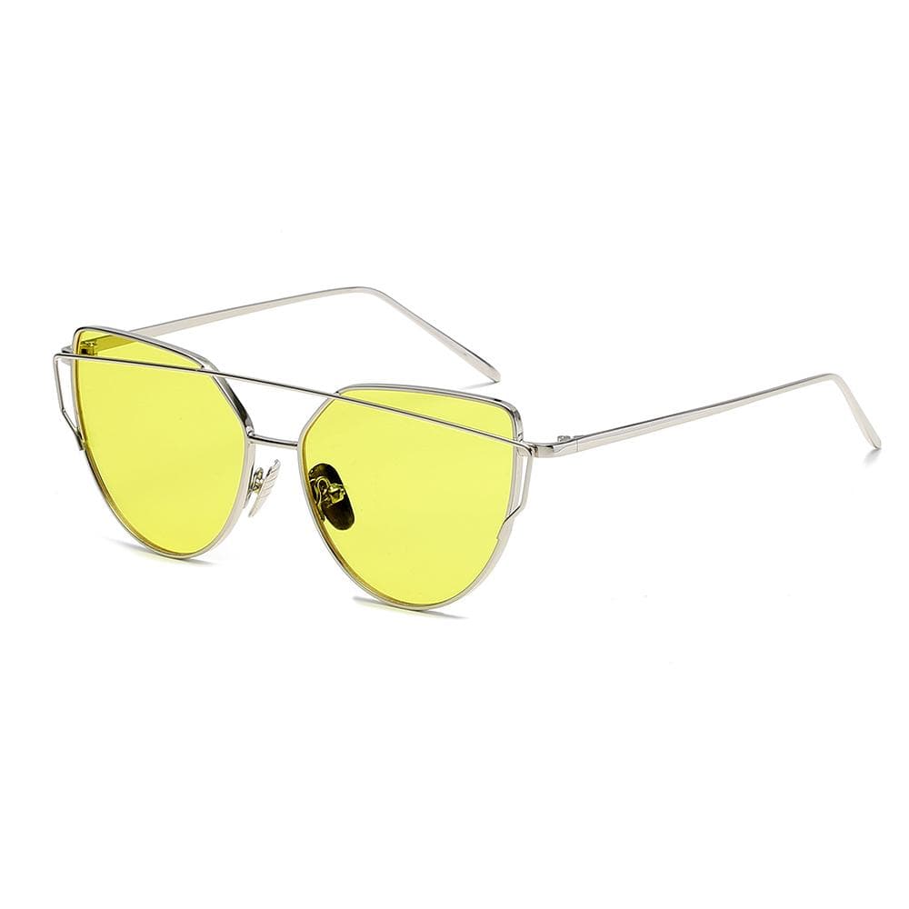 Elegant Cat Eye solglasögon | Fashionabla | Silver Ram / Gul