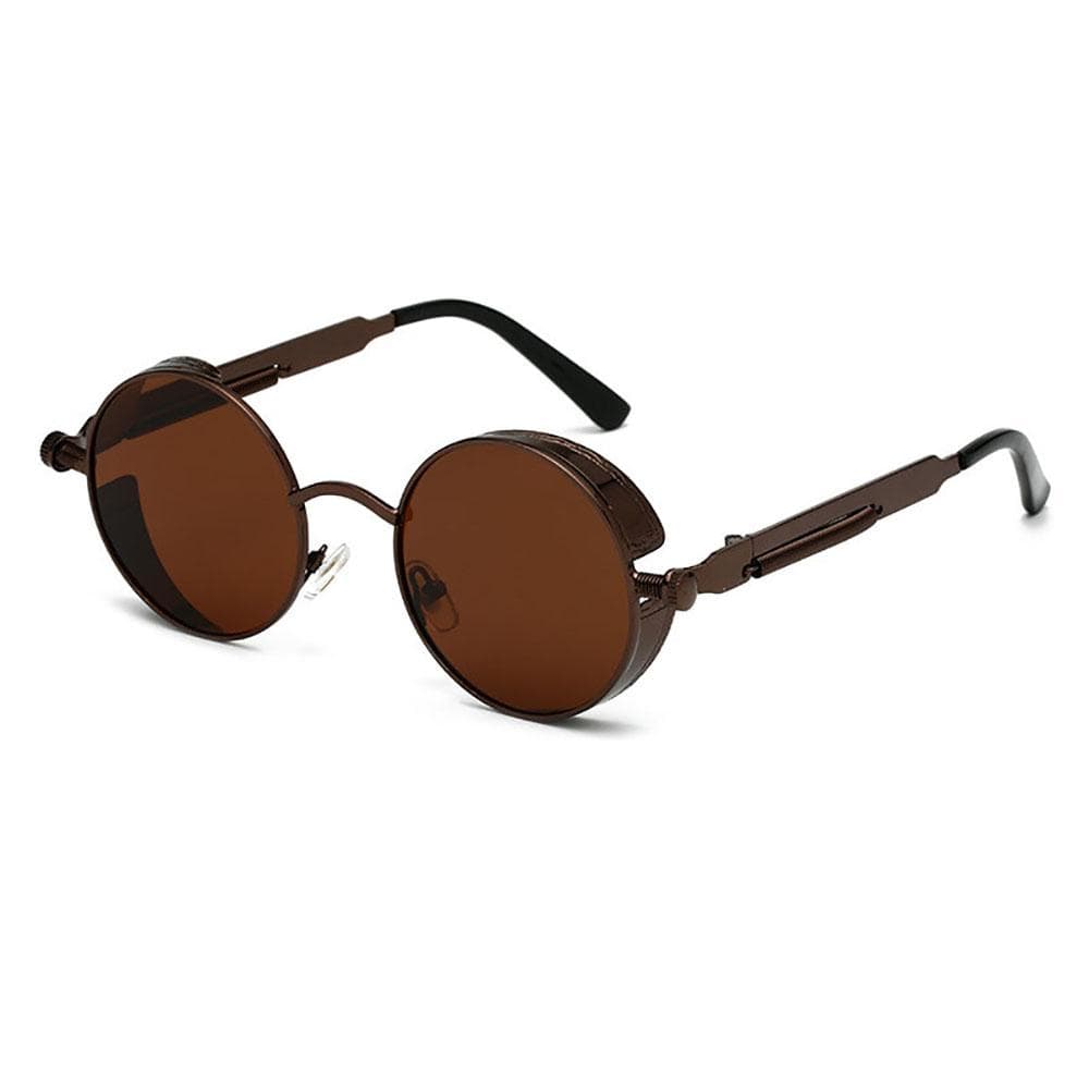 Oval Wide Frame Solglasögon | Punk | Årgång | Brun ram /