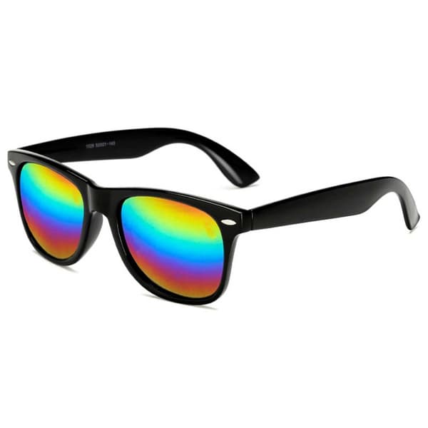 Musta Wayfarer aurinkolasit sateenkaaren väripeili lasi
