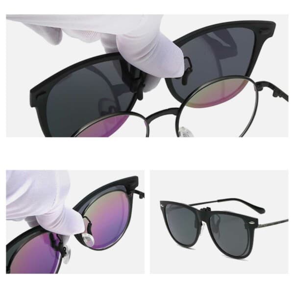 Clip-on Solglasögon Wayfarer Fäst på Befintliga Glasögon – Brun