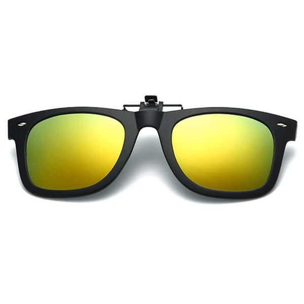Clip-on Solglasögon Wayfarer – Relfektivt Guld Spegelglas