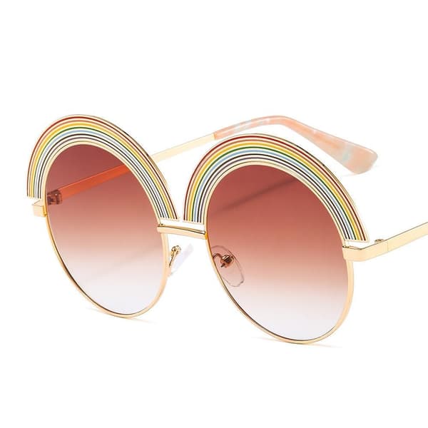 Store solbriller med regnbue rund form hipster boho sommer