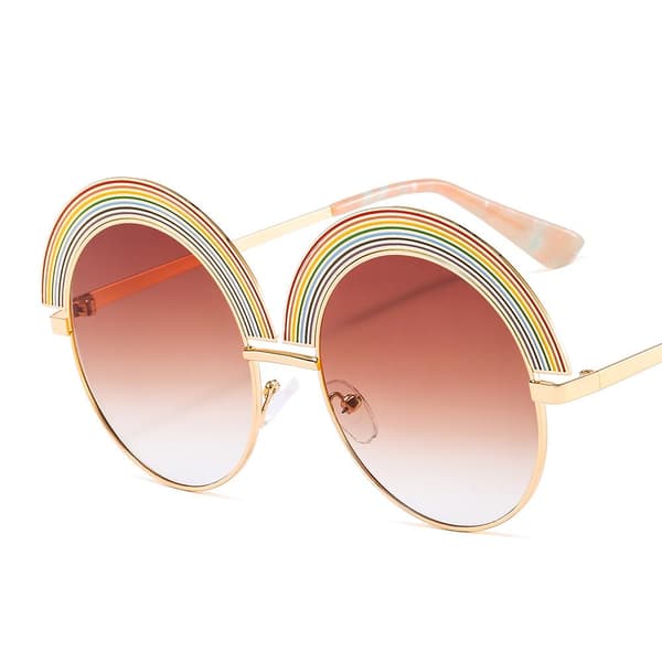 Store solbriller med regnbue rund form hipster boho sommer
