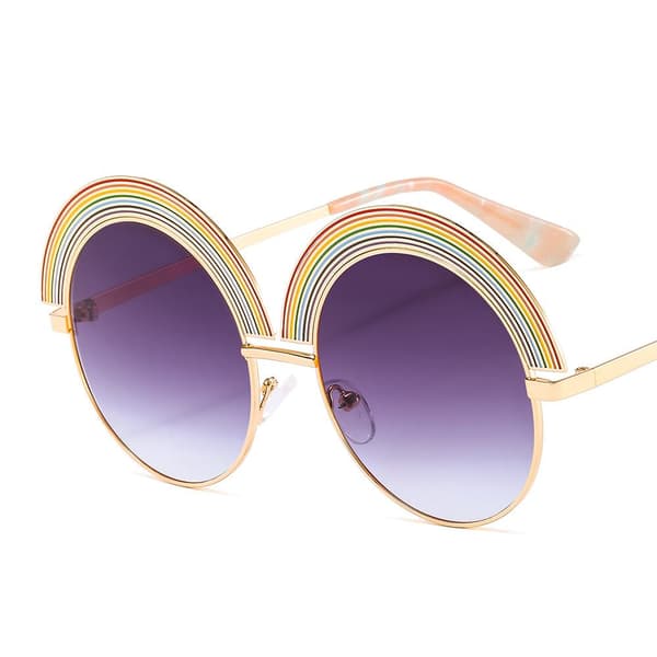 Store solbriller med regnbue rund form hipster boho sommer