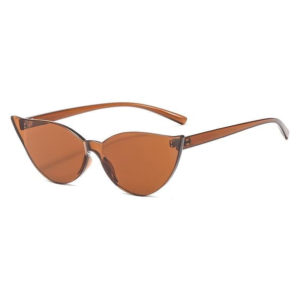 Frameless sunglasses in cat-eye model brown detailless minimalism