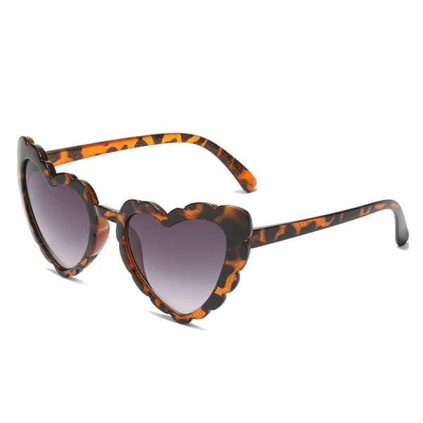 Retro sydämenmuotoiset aurinkolasit lady leopardinharmaa musta UV400 glitter Brown