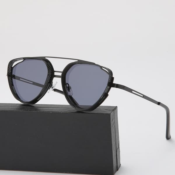 Unusual unique pilot sunglasses with lattice grills for men