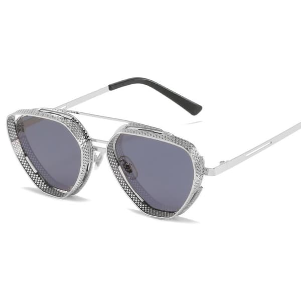 Unusual unique pilot sunglasses with lattice grills for men