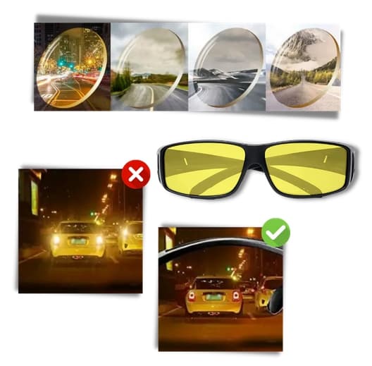 Mørke briller for bilkjøring - Night Vision Glasses Nattsyn - Solbriller