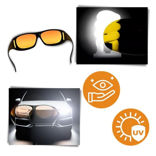 Mørke briller for bilkjøring - Night Vision Glasses Nattsyn - Solbriller