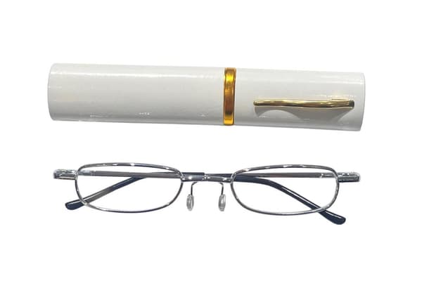 Läsglasögon 1.0-3.5 silver svart brun grå med fodral