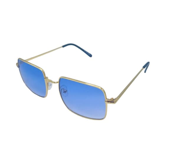 Rectangular Retro Solbriller Gold/Blue
