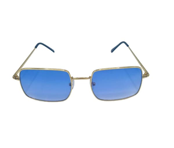 Rectangular Retro Solbriller Gold/Blue