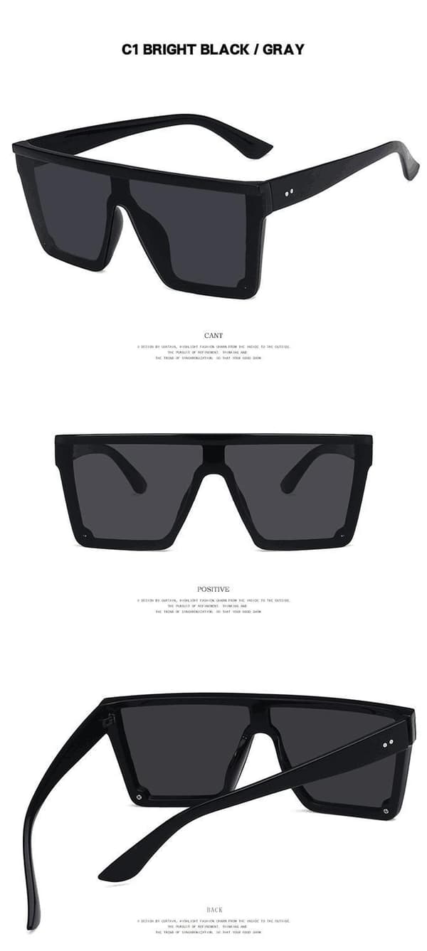 New Style Sunglasses - Uuden tyyliset aurinkolasit neliön kokoiset ylisuuret luksusmustat Black