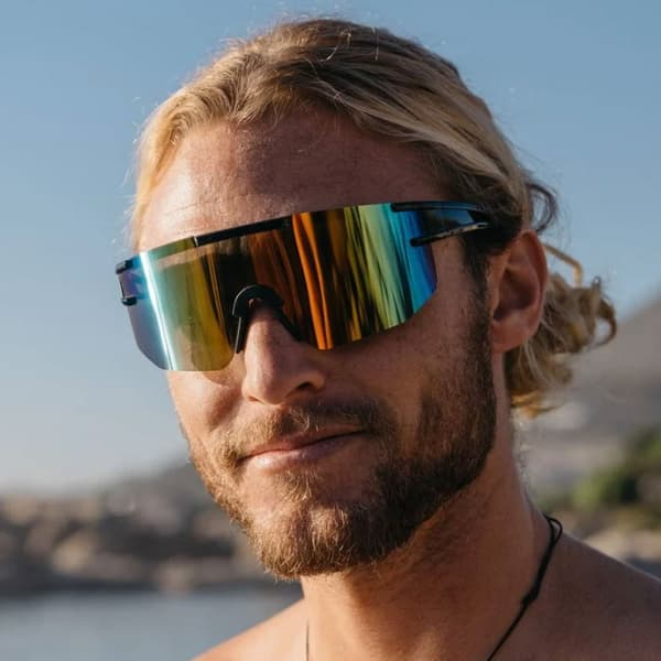 Sportglasögon med spegelglas- Svart/Regnbåge