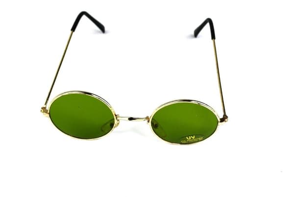 Round sunglasses Gold with green lens