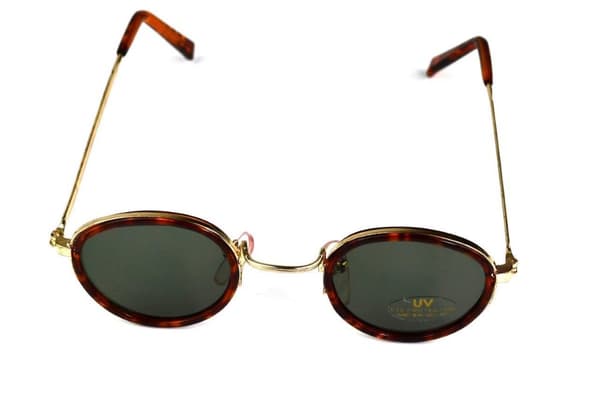 Narrower Round sunglasses Gold, tortoiseshell with black lens