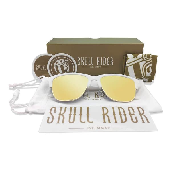Skull Rider Solbriller Golden Gul,Hvid  Mand