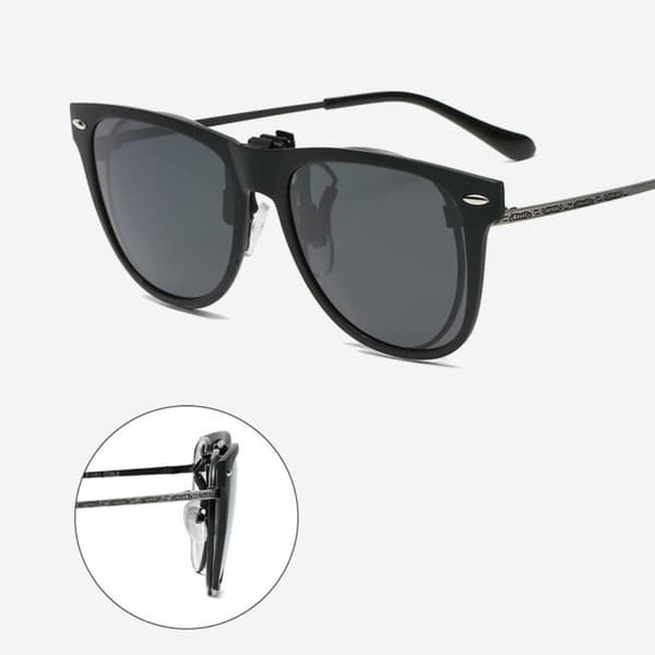 Polariserade Wayfarer Clip On Solglasögon Flip Up Svart