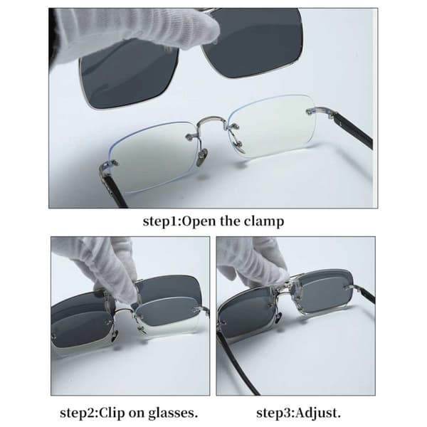 Uppfällbara Metall Clip-on Solglasögon Flip Up Blå