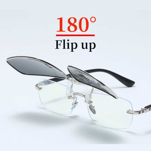Uppfällbara Metall Clip-on Solglasögon Flip Up Blå