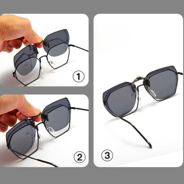 Flip-Up Clip-On Solglasögon Metall Lila Tint