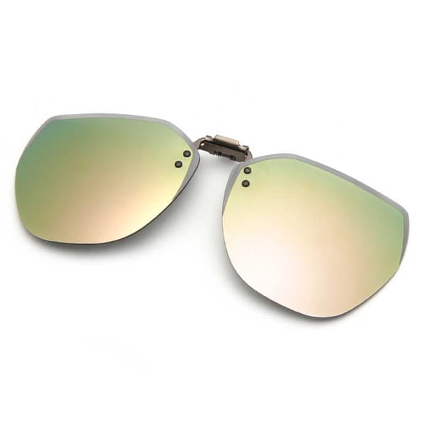 Flip-Up Clip-On solbriller Metal Mirrored Gold