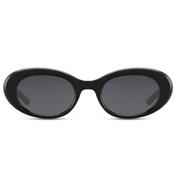 Ovale solbriller - Sort med sort glas