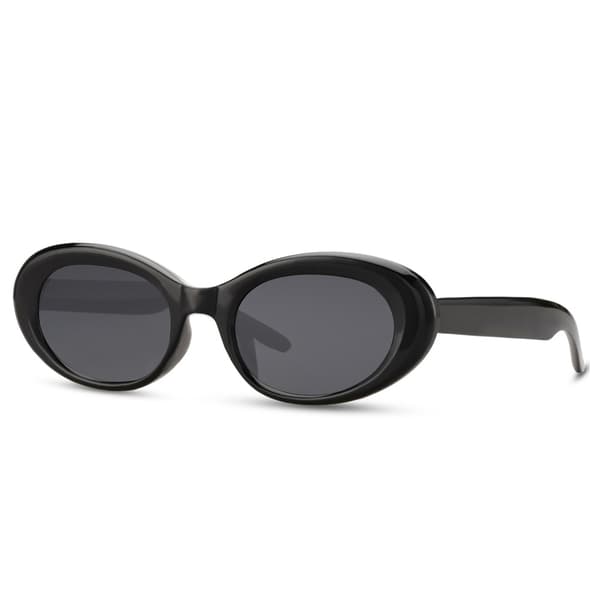 Ovale solbriller - Sort med sort glas