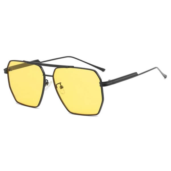 Moderna Pilot Aviator Solglasögon Svart Gult Glas