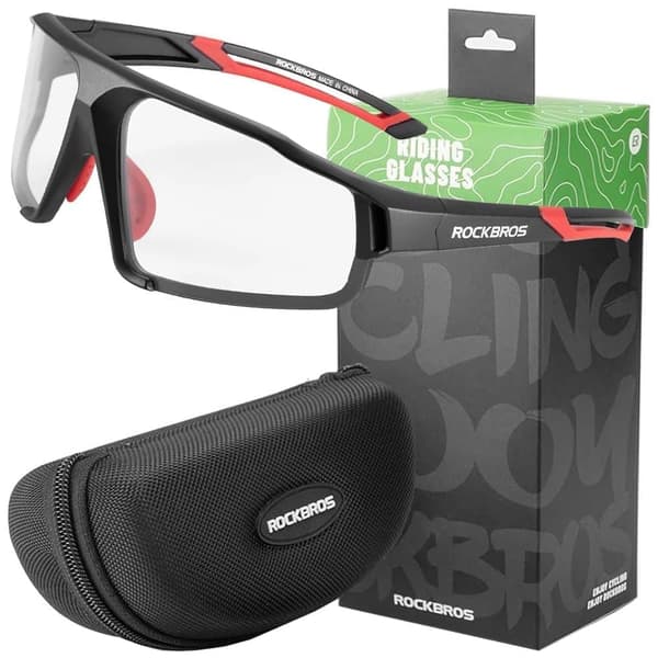 Rockbros SP216BK Photochromic UV400 sykkelbriller - svart og rød