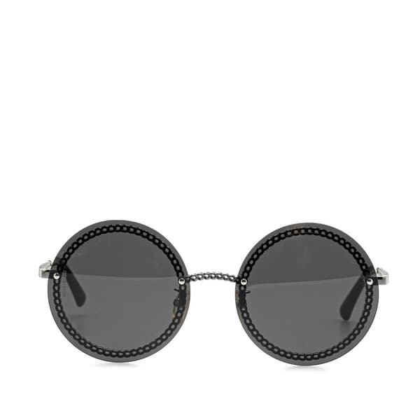Pre-owned Chanel Chain Round Tinted Sunglasses Black
