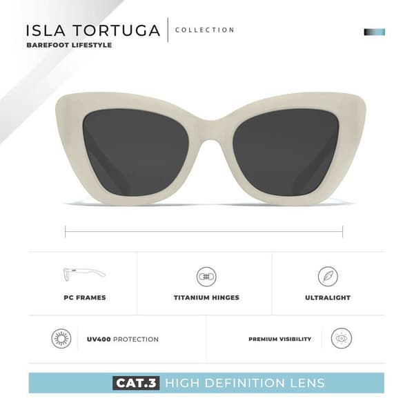 Hanukeii Isla Tortuga Solglasögon För Kvinnor Vit UV400 Protection/CAT3 Man