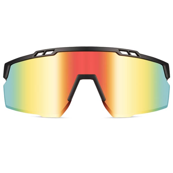 Sporty solbriller med spejlglas og svart-stel