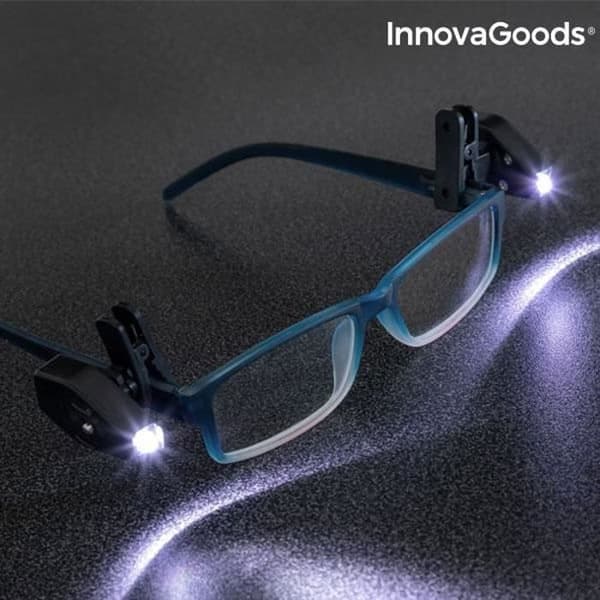 Clip LED för glasögon - InnovaGoods - 360° - Pack om 2 - Vit LED-ljus - Praktisk och bärbar