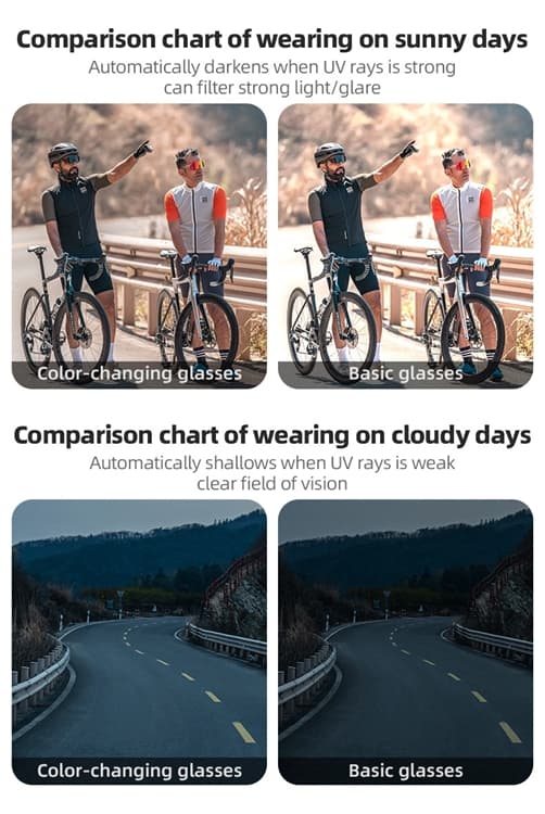 Rockbros Photochromic Cykelglasögon med UV-skydd - Svart