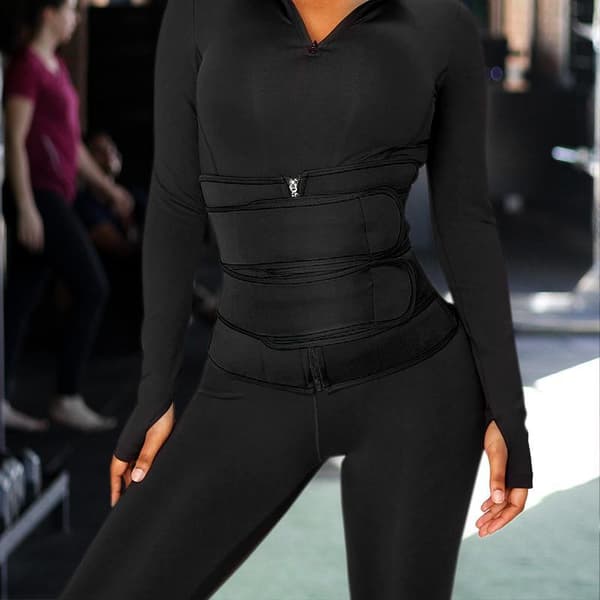 Waist Trainer med Två Band - Svart